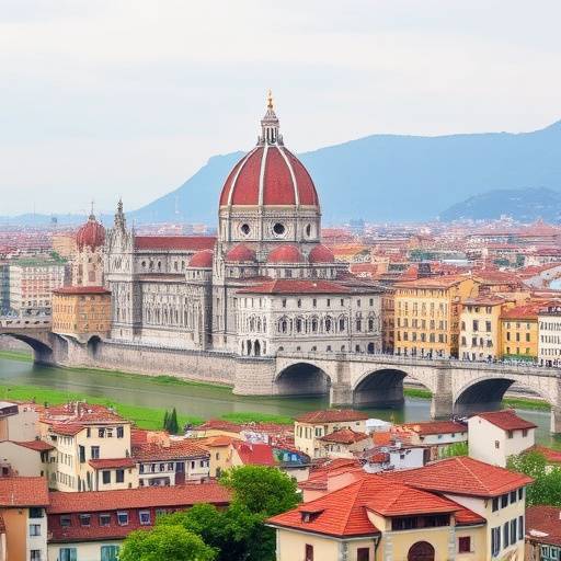 A panoramic view of Florence, Italy, showcasing the Duomo and Ponte Vecchio.