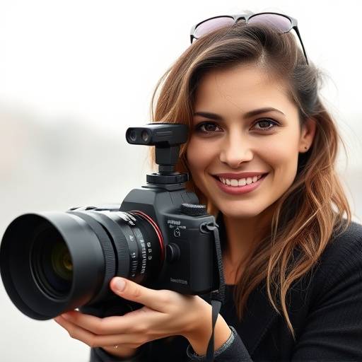 A professional photograph of Sofia Bianchi, Head of Photography, smiling with a camera.
