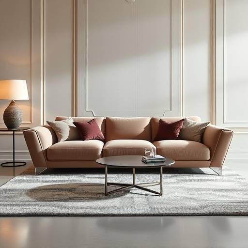 Elegant Italian furniture design, featuring a modern sofa in a Milanese apartment