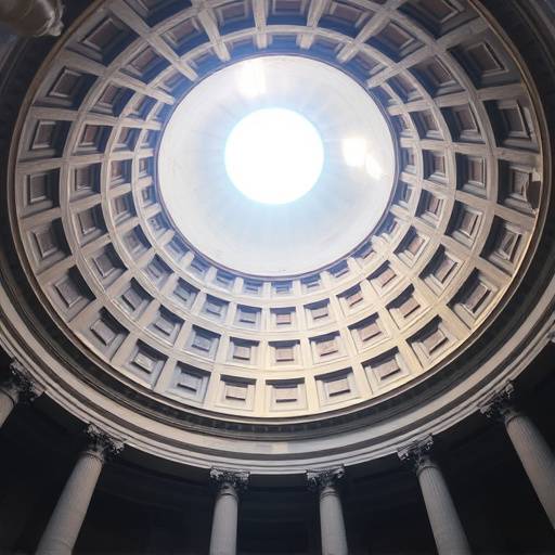 Interior of the Pantheon in Rome, Italy, highlighting the oculus and its light